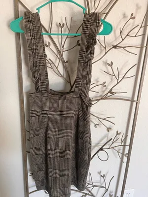 Plaid ruffle sleeve dress Brown Size L thumbnail 2