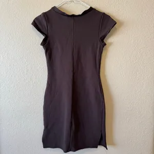 Blue Myth Brown Cap Sleeve V Neck Bodycon Mini Dress thumbnail 2
