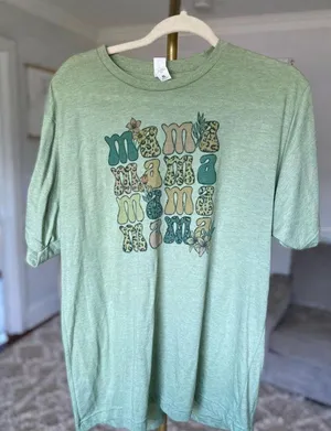 Mama Graphic Print Tee Leopard Sage Green Soft Boho Retro XL Soft Material Retro thumbnail 1