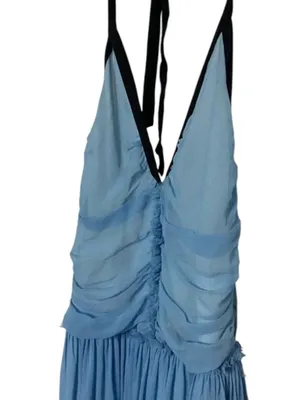 Source Unknown Blue Silk Chiffon Dress Vintage 0 thumbnail 5