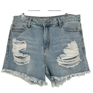 S.O.N.G. Womens Blue Distressed Denim Jeans Perfect Super High Rise Shorts thumbnail 2