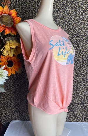 Salt Life NWOT Pink Peach POLLY IN PARADISE Muscle Tank Top SMALL thumbnail 3