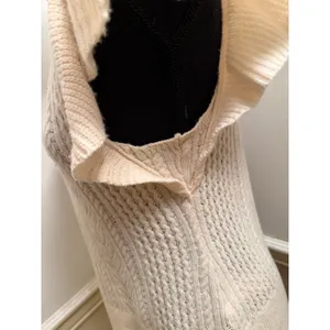 Banana Republic Junie Wool Cable Knit Sweater Cream Ruffle Flutter Cap Sleeve thumbnail 5
