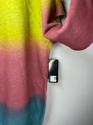 Ombre Cutout Sweatshirt Yellow Pink Blue Wide Neck Slouchy 80s Streetwear Large thumbnail 7