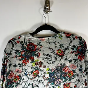 Maeve Anthropologie Burnout Velvet Silk Blend Floral Wrap Top Silver Grey‎ Large thumbnail 8