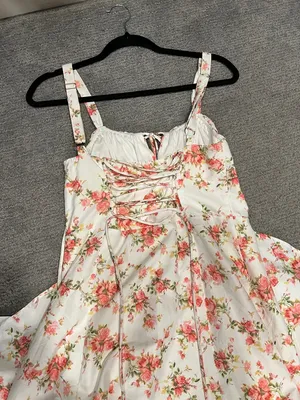 NWT Amazon Summer Corset Dress Floral Midi Dress with Pink Blossoms thumbnail 4