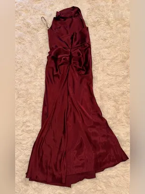 NEW Betsy & Adam Charmeuse Halter burgundy Dress SZ 12 thumbnail 6