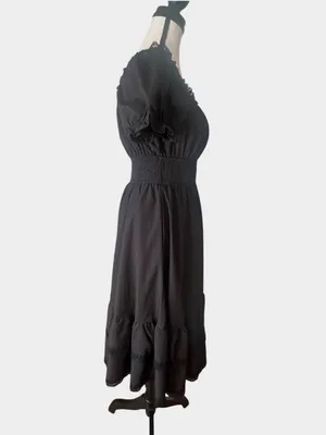 Scarlet Darkness Black Gothic Pirate A-Line Midi Dress Pockets Small thumbnail 5