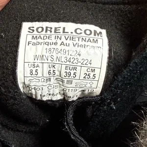 Sorel Explorer Joan Waterproof Winter Boots Black Suede Faux Fur 8.5 Gorpcore thumbnail 7