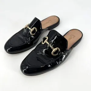 Pascucci Black Patent leather horse bit‎ mules loafers Italy size 37.5 Slides thumbnail 3