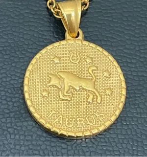 18K Gold plated Taurus Zodiac Sign Quarter Coin Pendant 20” Necklace 15.7g thumbnail 10