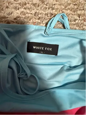White Fox Boutique Maybe Later Hibiscus Splash Bodycon Mini Dress Blue- Size XL thumbnail 5