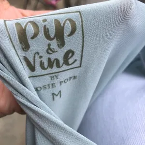 Pip & Vine Rosie Pope Maternity Dress Size M Ruched Sage Green Short Sleeve Midi thumbnail 6