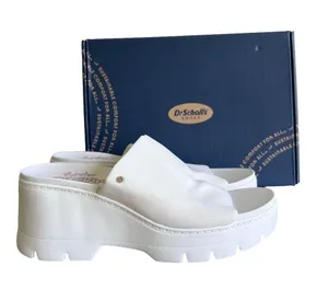 Dr. Scholl's Check Doubts White Platform Wedge Women's Sandal Size 8 #B1293 thumbnail 1