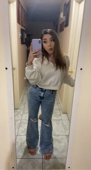 Ripped Flare Mom Jeans Blue Size 4 thumbnail 2