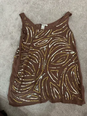 Laundry by Design Brown Sequin Embellished Top thumbnail 1