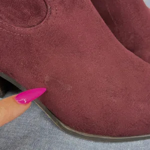 Franco Sarto L Shaneen Ankle Boots 7M Burgundy Faux Suede Pointed Toe Block Heel thumbnail 4