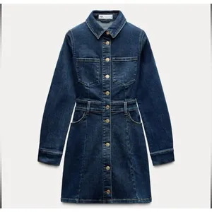 Zara denim long sleeve mini dress size M thumbnail 2