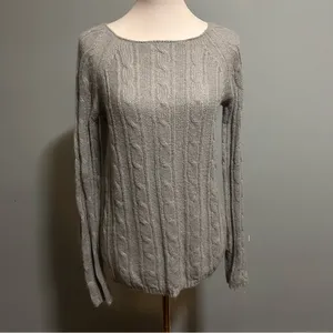 J. Crew Grey Blend Cable Knit Sweater | Size: M | Acrylic/Nylon/Mohair/Wool Mix thumbnail 2