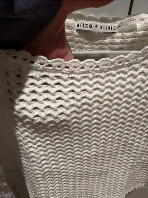 Alice + Olivia Cream Open-Weave Knit Crop Top thumbnail 4