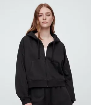 GAP Hooded Black Crop Sweater, NWT, size M thumbnail 1