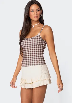 Edikted Houndstooth Brown and White Top thumbnail 2