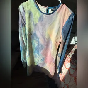 Nasty Gal Chiffon Marble Print Flared Sleeve Tunic Mini Dress thumbnail 4