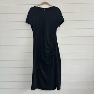 Cupshe Black Ruched Side Midi Tee Dress Size XL‎ thumbnail 2