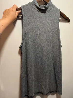 H&M Grey Sleeveless Turtleneck Tank Top Medium thumbnail 2