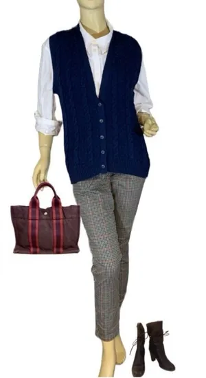 Vintage America Taupe, Red, Blue & Green Plaid Jeans (6) thumbnail 1