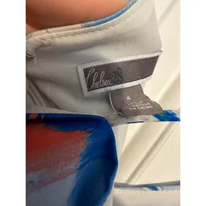 Chelsea28 Midi Dress Abstract Blue Faux Wrap Tulip Skirt 4 Wedding‎ Guest thumbnail 6