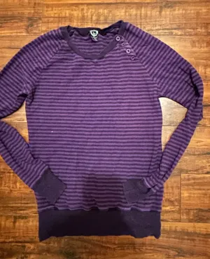 #Empyre #Womens #Large Purple Striped Women's Sweater - Button Shoulder thumbnail 1