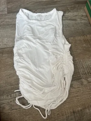 Wilfred White Sleeveless Ruched Side Tank Top thumbnail 7