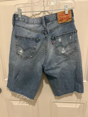 Levi's Light Wash Distressed Denim Shorts thumbnail 2