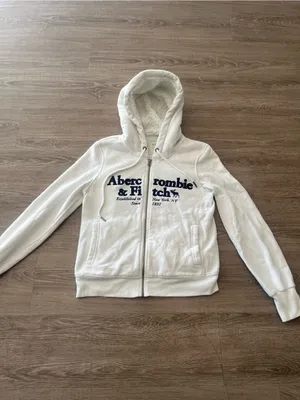 Abercrombie & Fitch Y2K Hoodie Womens XS White Sherpa Lined Full Zip Vintage thumbnail 2