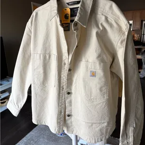 Carhartt Off-White Canvas Chore Jacket with Patch Pockets thumbnail 2