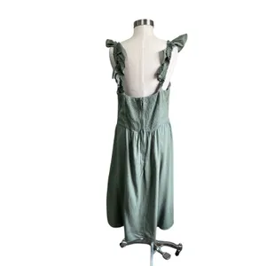 Audrey Parks Francesca's Sage Green Linen Blend Midi Dress‎ Size XL thumbnail 2