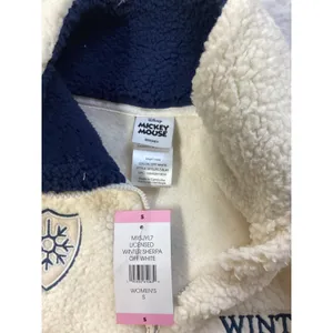 Disney Mickey Mouse Winter Sports Sherpa Fleece Quarter Zip Pullover Off White S thumbnail 4