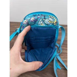 Vera Bradley Turquoise Floral Paisley Quilted Cotton Crossbody Phone Bag Blue thumbnail 4