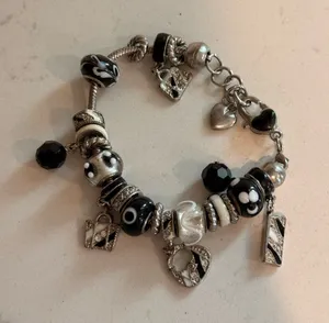 Pandora bracelet with RETIRED charms 2012 Y2K NO BOX, Pre owned EUC Authentic thumbnail 1