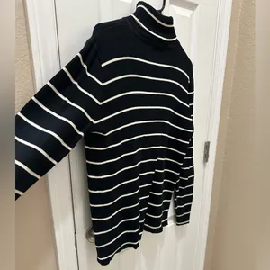 LAUREN RALPH LAUREN ribbed turtle neck sweater size XL black white 100% cotton thumbnail 10