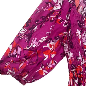 Alexandra Farmer for Anthropologie Smocked Pink Floral Mini Dress Small Petite thumbnail 5