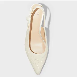 A New Day Milan Pearl Cream Slingback Heels Cushioned Insole Size 6 NEW thumbnail 3