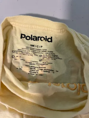 Vintage Polaroid Crop Top Graphic Tee Pastel Yellow Small/Medium Retro Casual thumbnail 2
