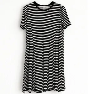 Abercrombie & Fitch Black & White Striped Dress Size M‎ Loose Fit Back Zip thumbnail 3