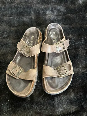 Roper Women's Oiled Leather TWO STRAP JEZEBEL BROWN SANDALS Shoes 9.5 thumbnail 2
