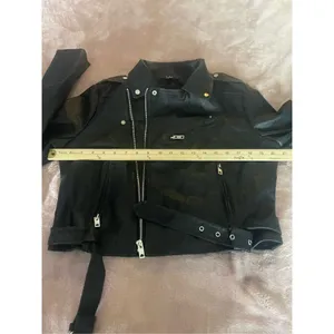 Lulus Women’s Faux Leather Moto Jacket Black L Belted Zippered thumbnail 6