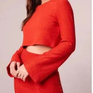 NWT Band of‎ the Free Alize Rust Crop Top Boho Bell Sleeve Ribbed M thumbnail 3
