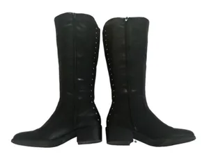 Bar III VAYLA BLACK PLEATHER VEGAN FAUX LEATHER RIDING BOOTS 6 thumbnail 5