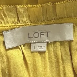 LOFT Women's Yellow Lace Up Tie Neck Sleeveless Peplum Blouse Top NWT Size Large thumbnail 4